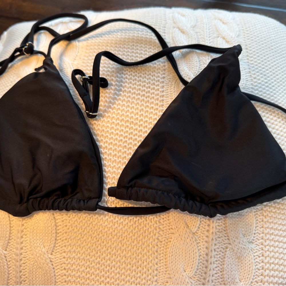 Shein Black Triangle Bikini Top-Size L